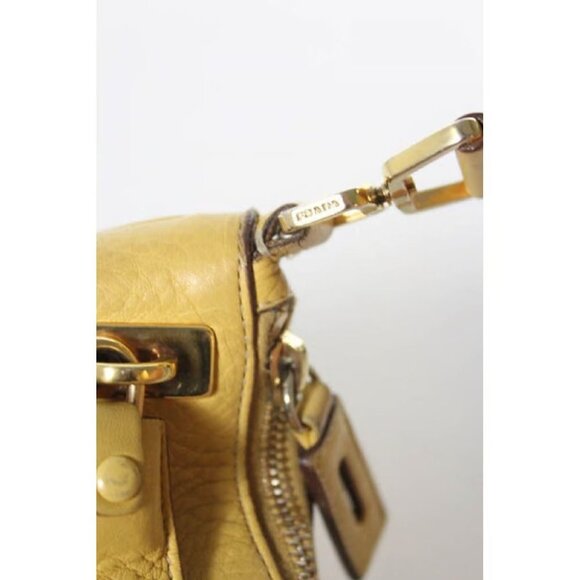 Vintage 90s Prada Yellow Grained Leather Hobo Satchel with Top Zip - Picture 5 of 9